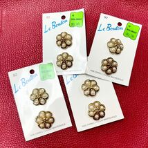 Lot of 4 Cards LeBouton 1" White Pearl and Gold Shank Buttons - $11.99