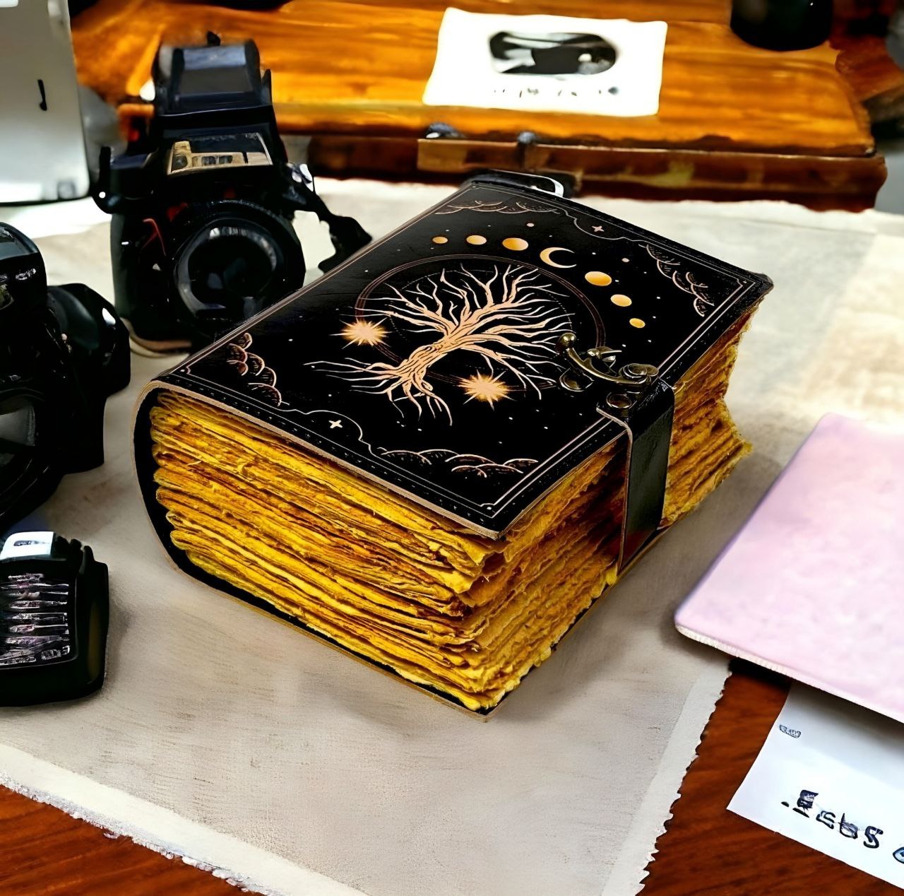 Tree of life vintage leather journal with handmade deckle edge 400 pages gifts  - $48.43