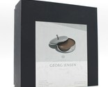 GEORG JENSEN Sky Collection Coaster Set 4 Pieces Stainless Steel &amp; Leath... - £53.34 GBP