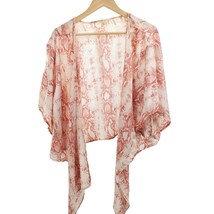 FINAL TOUCH Kimono Snake Sheer Short Sleeve Drape Open Front Cardigan Top USA - £25.41 GBP