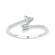 10k White Gold Womens Round Diamond Bisected Arrow Band Ring 1/12 Cttw - £159.47 GBP