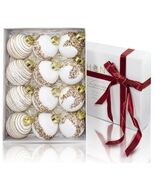 Satin Christmas Balls Ornaments 12Pcs 3.15&quot; White Silk Hanging Decor - $377.97 MXN