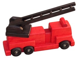 RED FIRE ENGINE LADDER TRUCK WOOD TOY - Amish Handmade 1st Responder Toy... - £125.99 GBP