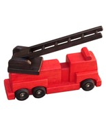 RED FIRE ENGINE LADDER TRUCK WOOD TOY - Amish Handmade 1st Responder Toy... - £126.26 GBP