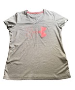 UNDER ARMOUR Loose Fit HEAT GEAR Gray/Pink LOGO Athletic Gym T-SHIRT TOP... - $139.57 MXN