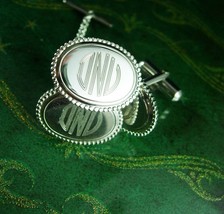 Monogrammed D Cufflinks Vintage Initialed Silver Tie Tack Set personalized Weddi - £99.91 GBP