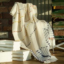 Amélie Home Bohemian Farmhouse Colorful Striped Throw Blanket With, 50&quot; X 60&quot; - £38.35 GBP
