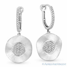 0.19 ct Round Cut Diamond Circle Charm Dangling Drop Earrings in 14k White Gold - £724.91 GBP