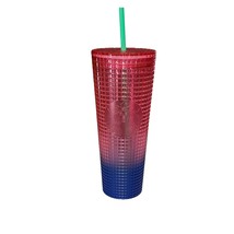 Starbucks 24oz Tumbler Watermelon Pink And Blue Grid Cold Cup Venti Stud... - $20.00