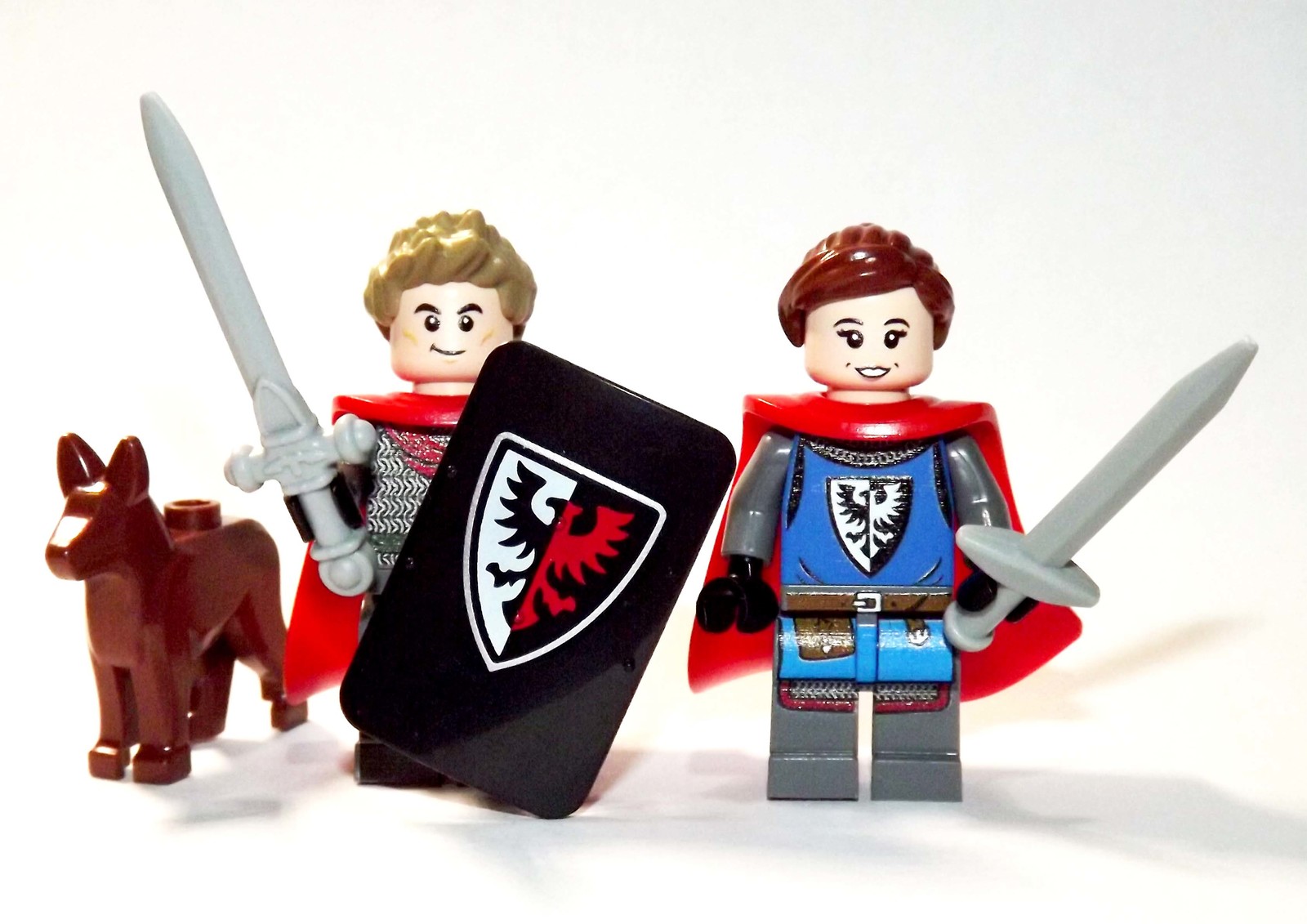 Knight Set B Red And Black Castle Soldier With Dog Set Custom Minifigures - $14.09
