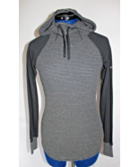 Columbia X-Small Black Gray Cascade Gorge Thermal Striped Hoodie Pullover - £7.44 GBP