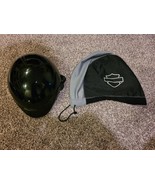 Harley Davidson Motorcycle Half Helmet Glossy Black A5047 AGV DOT Ear Flaps, Bag - $78.00