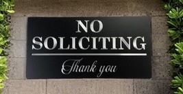 Engraved No Soliciting Company Business Metal Designer House Outdoor Sig... - $374.21 MXN
