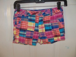 JUSTICE PLAID PRINTED CHINO SHORTS SIZE 10R GIRL&#39;S EUC - £12.05 GBP