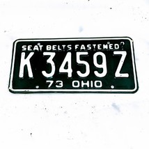 1973 Ohio Green with White Lettering K3459Z Seat Belts Fastened License Vintage - $8.97