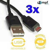 3 Pack Double-Sided Reversible Micro USB to USB Sync &amp; Charge Cable Cord - £6.25 GBP