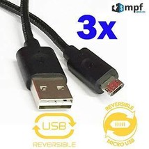 3 Pack Double-Sided Reversible Micro USB to USB Sync & Charge Cable Cord - £6.35 GBP