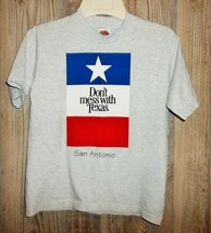 Vintage Children&#39;s 90s Don&#39;t Mess With Texas Shirt Gray Youth Medium T S... - £7.97 GBP