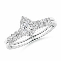 ANGARA Pear-Shaped Diamond Halo Bridal Set in 14K Gold (HSI2, 0.5 Ctw) - £1,503.53 GBP
