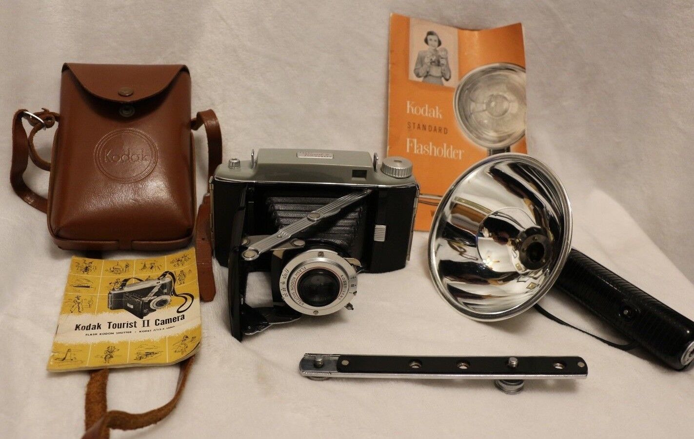 Vintage Kodak Tourist II Camera With  Flash Kodak Snapsack Camera Bag Manuals - $126.89