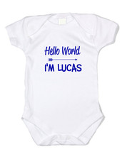 Personalized Hello World Custom Name Baby  Bodysuit - £8.77 GBP
