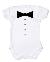 Tuxedo Baby One Piece Bodysuit or Toddler T shirt Bow Tie Suit - £7.81 GBP