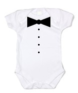 Tuxedo Baby One Piece Bodysuit or Toddler T shirt Bow Tie Suit - £7.71 GBP