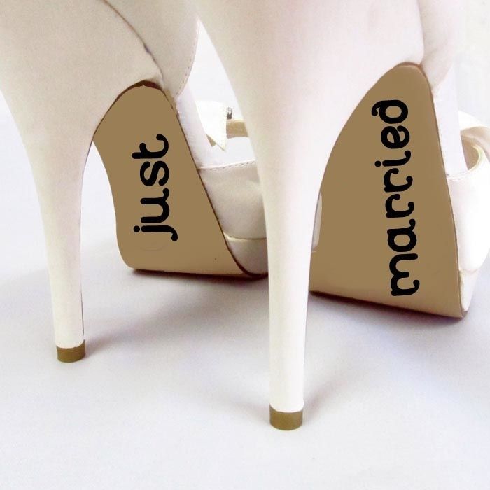 Just Married Shoe Decals Bride Groom - $3.92