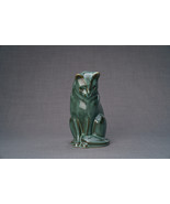 Neko Pet Urn for Ashes - Oily Green Melange | Ceramic | Handmade - $260.00+