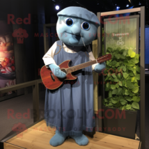 Celtic Harp mascot costume character dressed with a Denim Shirt and Pocket squar - $1,209.00