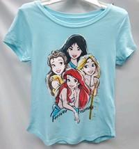 Girls Disney Princesses T-Shirt Size Small (6-6X) Light Blue Forever Friends  image 2