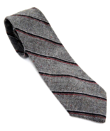 Heather &#39;n Tweed Men Neck Tie Gray w Burgundy Black Diagonal Stripe Wool... - £10.59 GBP