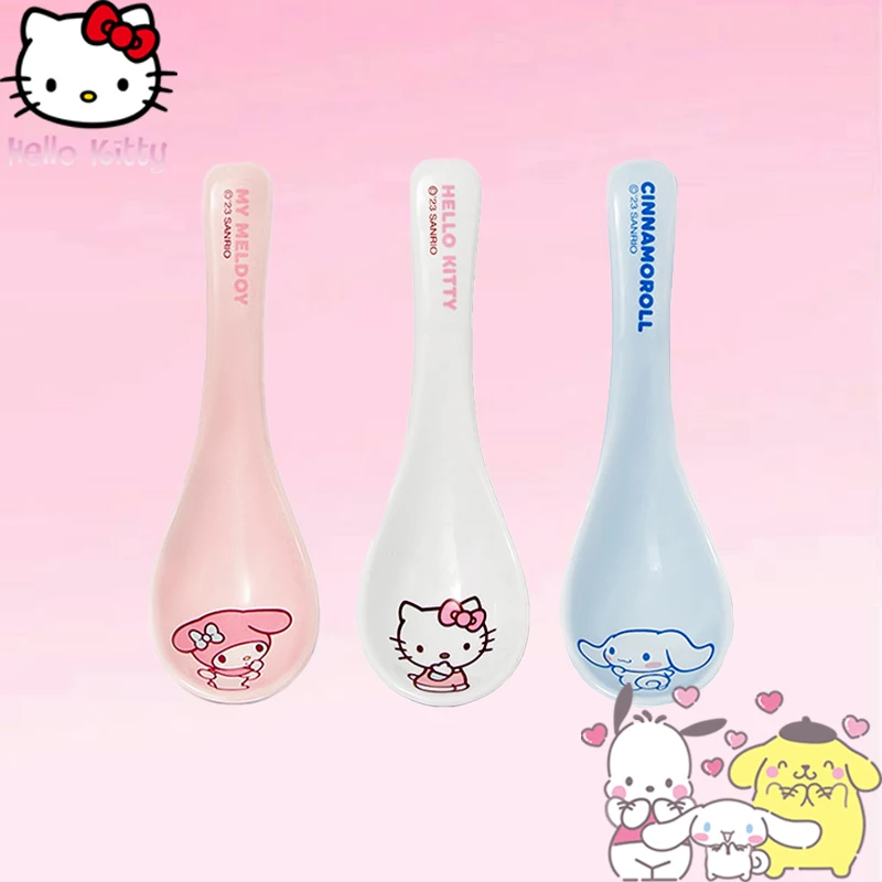Hello Kitty Spoon Sanrio Anime Ceramics Eating Spoon One Scoop Per Person Kawaii - £10.71 GBP