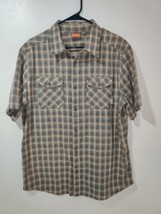 Merrell Men&#39;s Large Cotton Blend Plaid Short Sleeve Hiking Shirt - £12.72 GBP