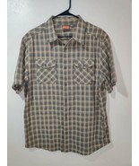 Merrell Men&#39;s Large Cotton Blend Plaid Short Sleeve Hiking Shirt - £12.63 GBP