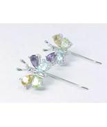 BUTTERFLY Earrings with Genuine Amethyst Citrine Peridot and Topaz in ST... - £32.47 GBP