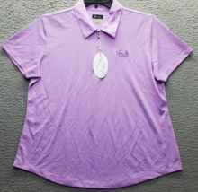 Greg Norman King Bear Polo Shirt Womens Small Purple Polka Dot Golfwear ... - $24.47