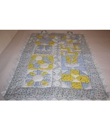 Blue Gingham Yellow Quilt Wall Hanging Patchwork Applique ZigZag Border ... - $29.77