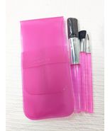 NEW CLINIQUE travel makeup brush set translucent pink mini brushes plast... - $335.69 MXN