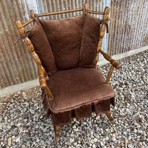 Antique children's child Mid Century SOLID WOOD Farmhouse rocking chair ... - $202.95