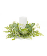 Mixed Fern and Eucalyptus Foliage Candle Ring (Set of 4) - $2,218.57 MXN