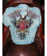  Medium size Short Sleeve Shirt Light Blue   - $68.38 CAD