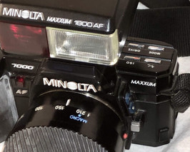 Minolta Maxxum 7000 35mm AF Film Camera W/Case, Flash &amp; 2 Lenses 50mm &amp; 70-210mm - £75.17 GBP