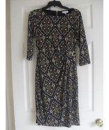 Charter Club Womens New Navy/Gold Print Metal Trim Ruched Dress  XS     ... - €23,27 EUR