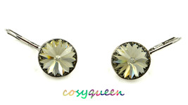 Beautiful large round cut Black Diamond Swarovski crystal earrings - $9,999.00