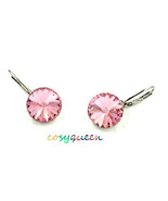 Beautiful large round cut pink Swarovski crystal drop pierced earrings - £7,974.38 GBP