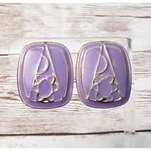 Vintage Clip On Earrings Purple Geometric Style 1.25&quot; - £10.36 GBP