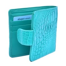 Stylish Bifold Shape Bright Turquoise Original Crocodile Leather Men Nice Wallet - £140.99 GBP