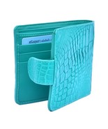 Stylish Bifold Shape Bright Turquoise Original Crocodile Leather Men Nic... - $176.39