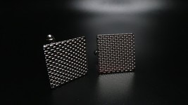Vintage Silver SHIELDS Square Geometrical Textured Cufflinks - £15.58 GBP